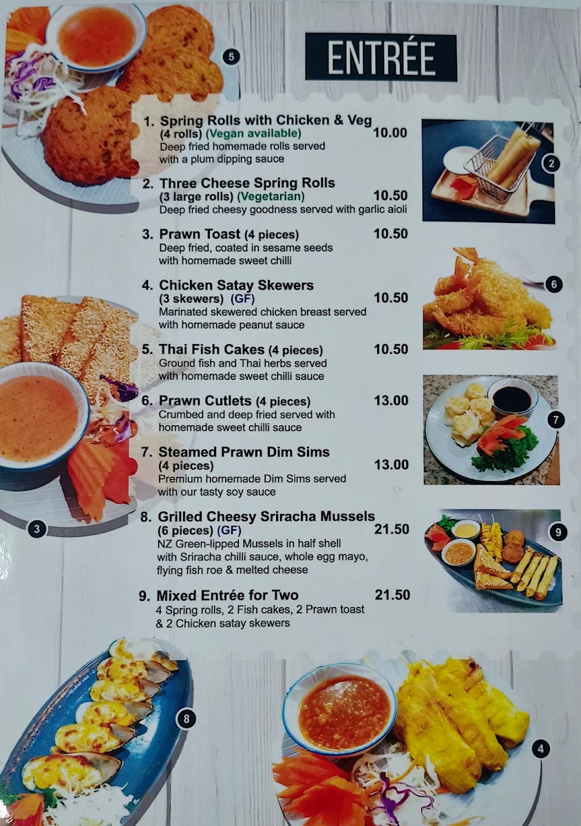 Menu, Tasty Thai Restaurant Hervey Bay