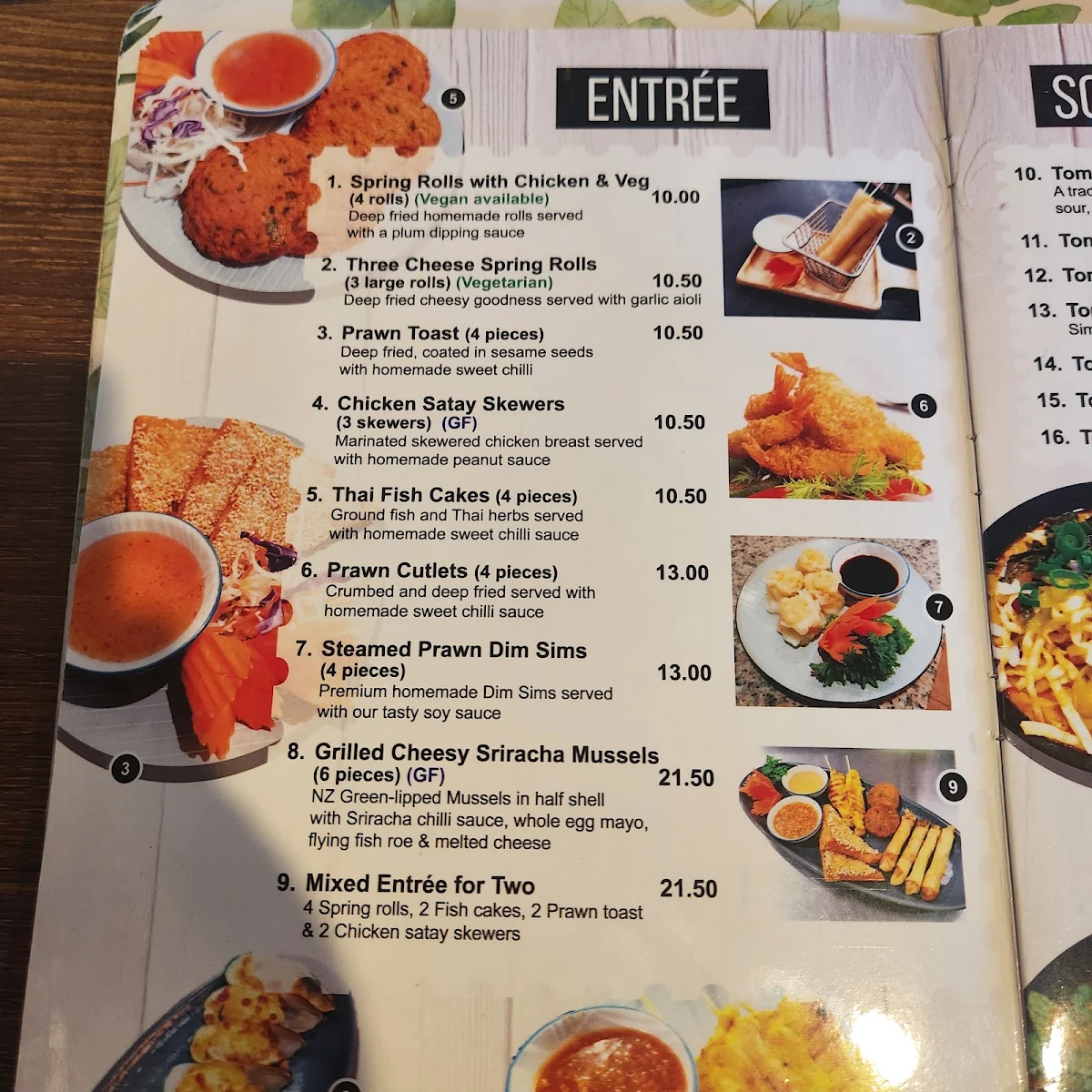 Menu, Tasty Thai Restaurant Hervey Bay