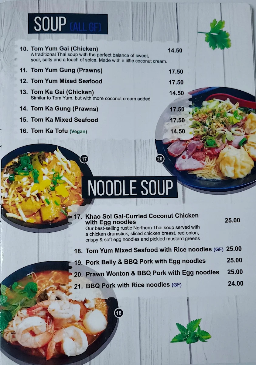 Menu, Tasty Thai Restaurant Hervey Bay