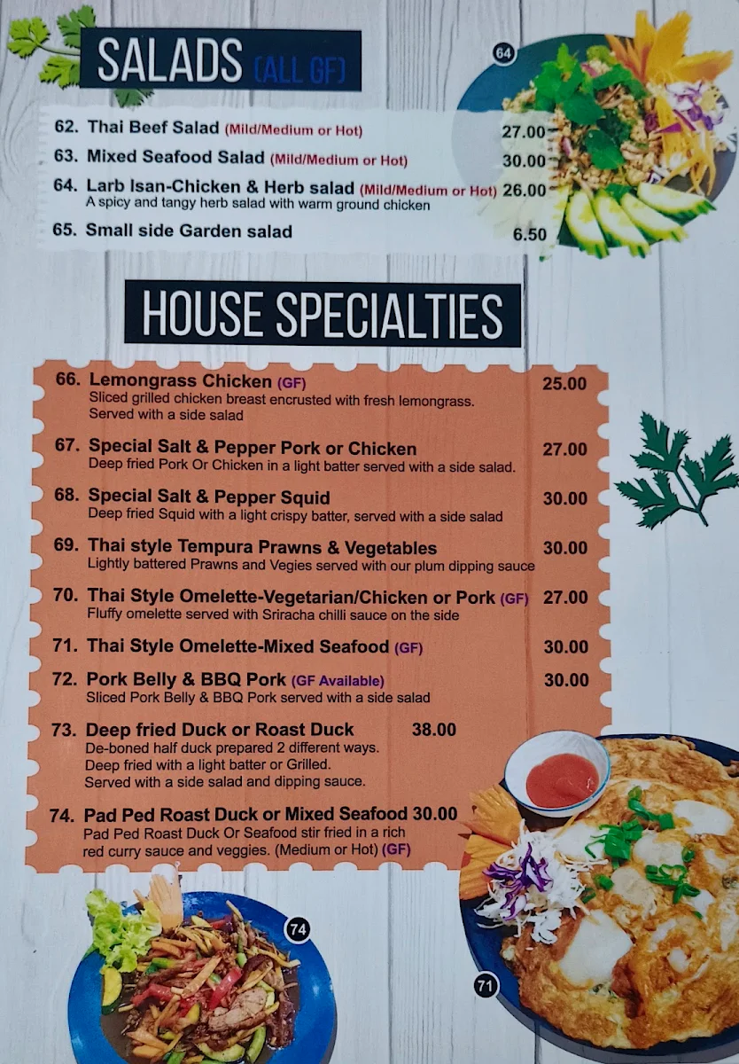 Menu, Tasty Thai Restaurant Hervey Bay