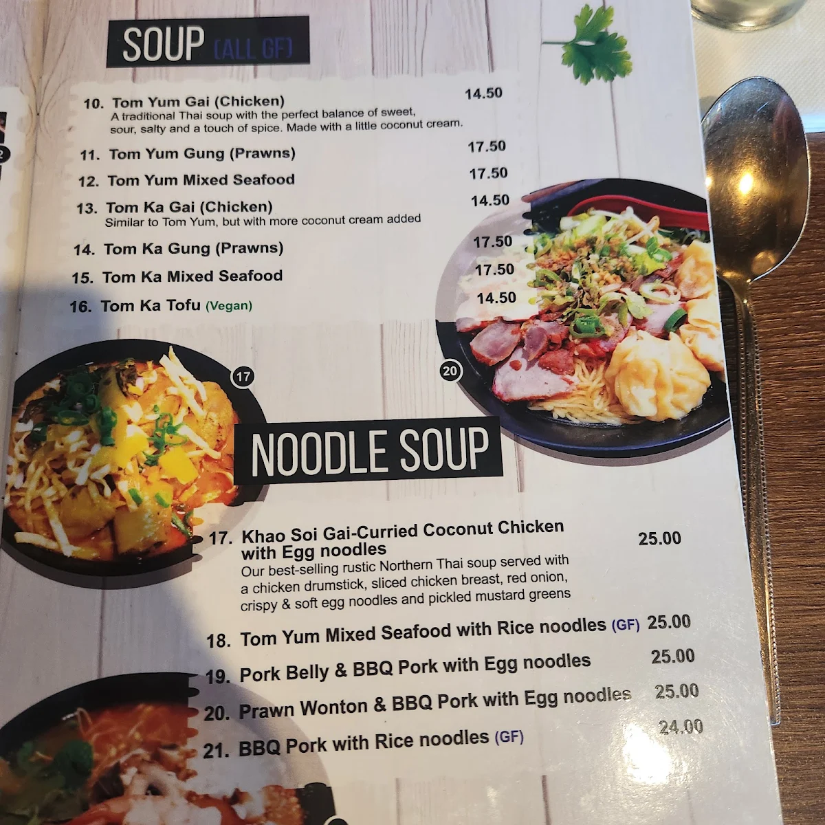 Menu, Tasty Thai Restaurant Hervey Bay