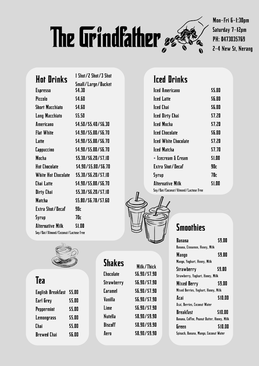 Menu, The Grindfather