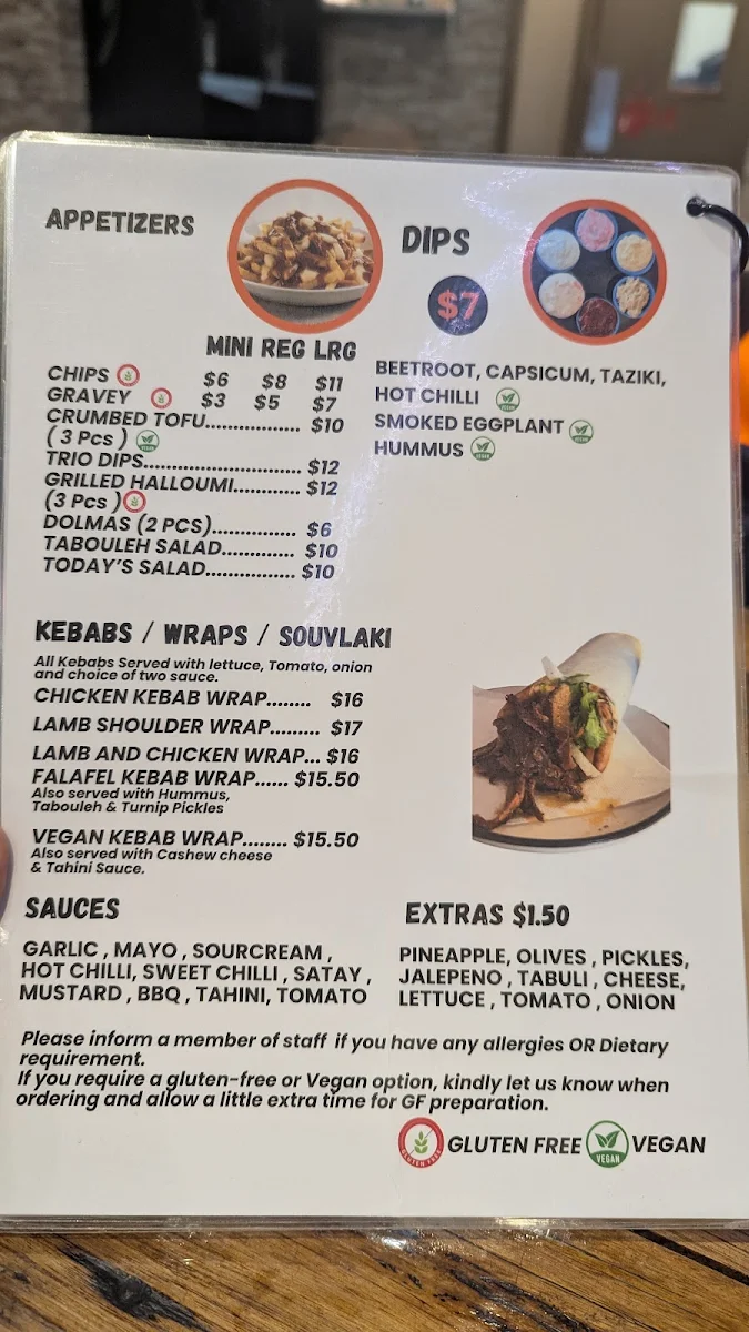 Menu, KebabG Authentic Mediterranean Grill Restaurant