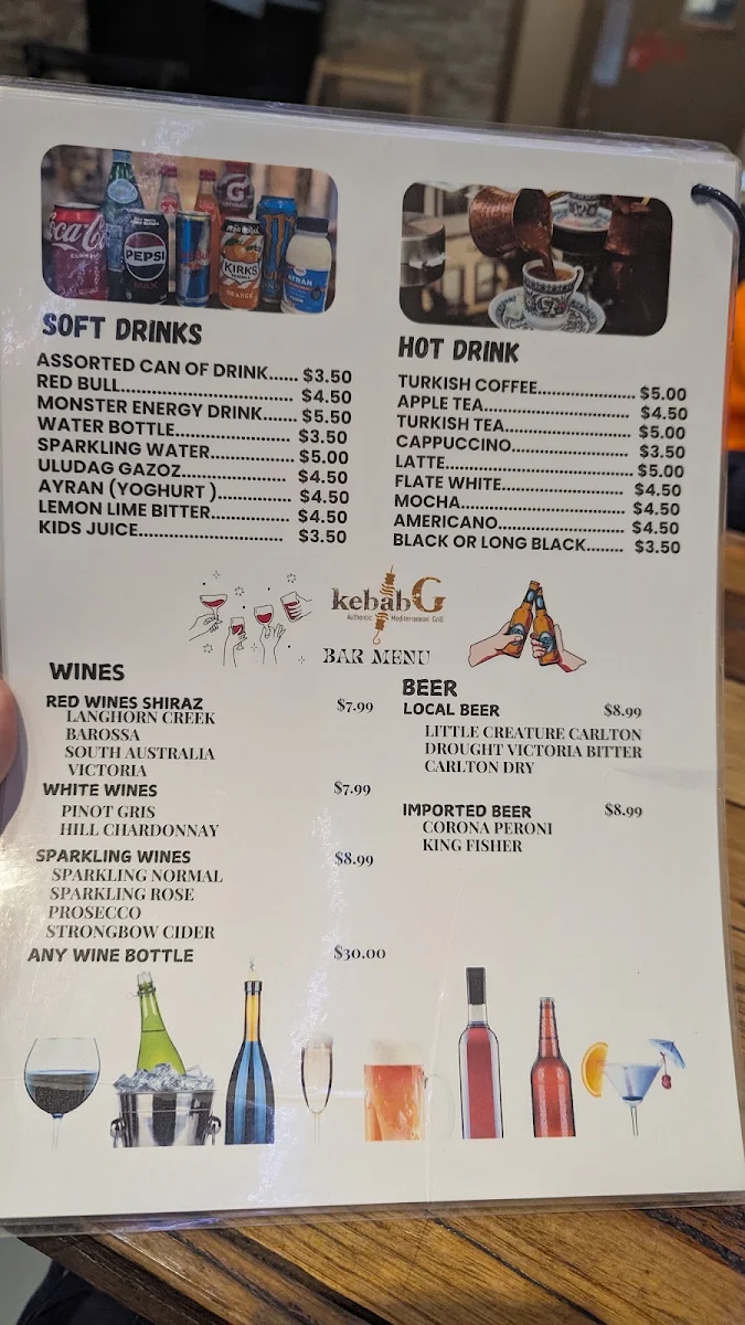Menu, KebabG Authentic Mediterranean Grill Restaurant