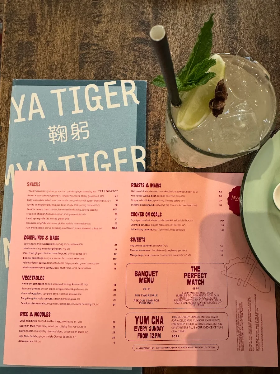 Menu, Mya Tiger