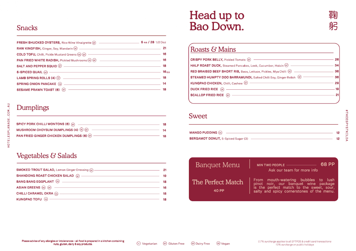 Menu, Mya Tiger