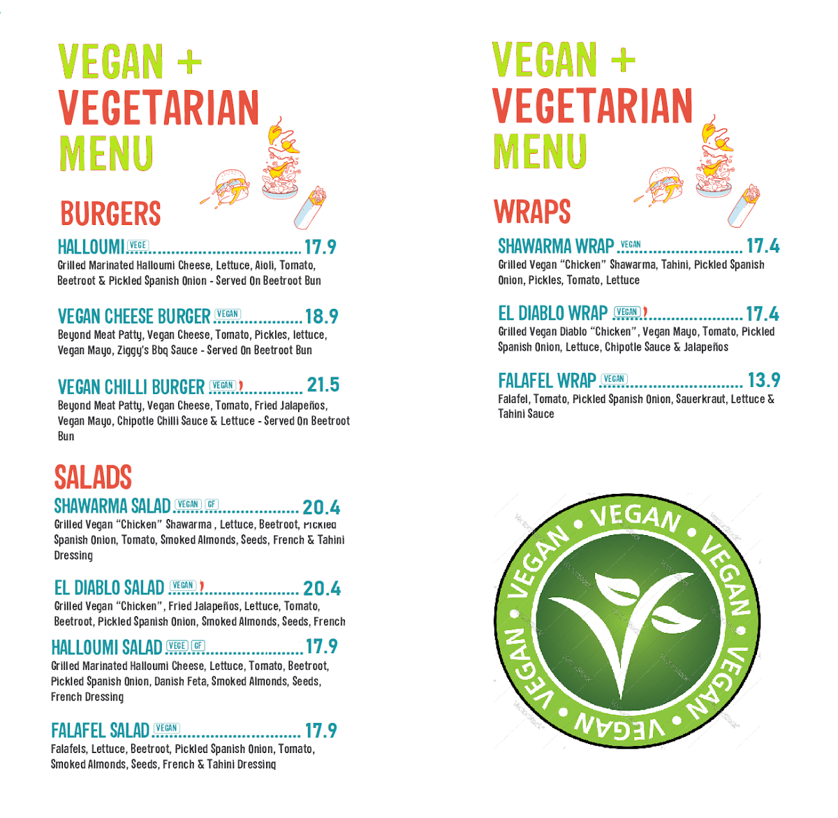 Menu, Ziggy's Eatery