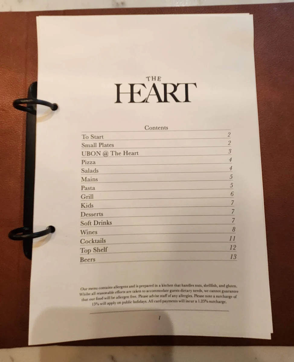 Menu, Hillarys Beach Club