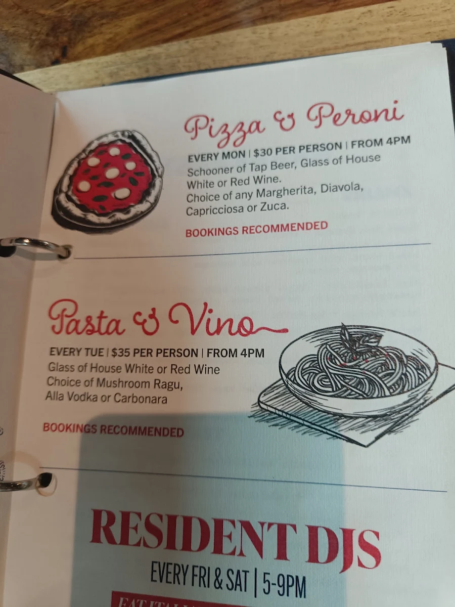 Menu, Hillarys Beach Club