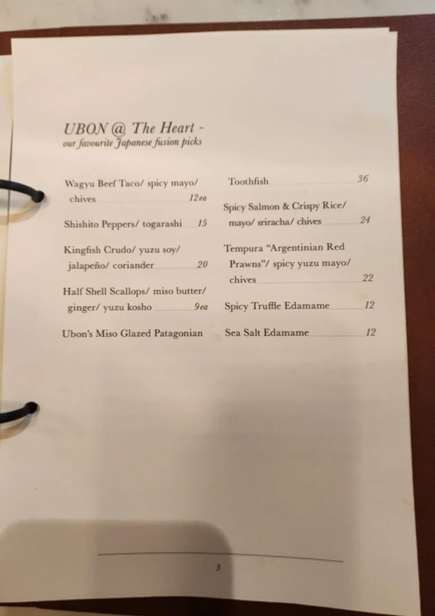 Menu, Hillarys Beach Club