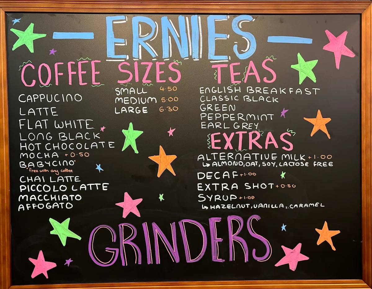 Menu, Ernies In Annangrove