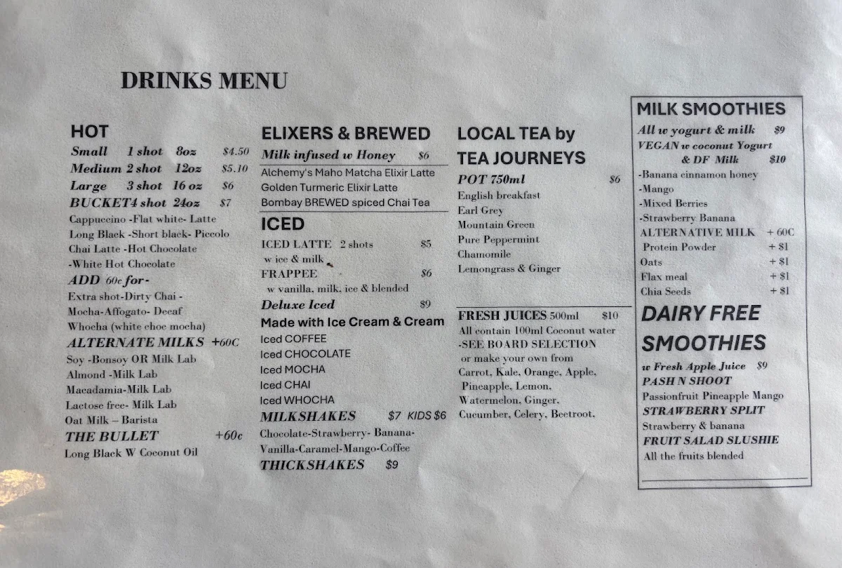 Menu, Peckish on the Park