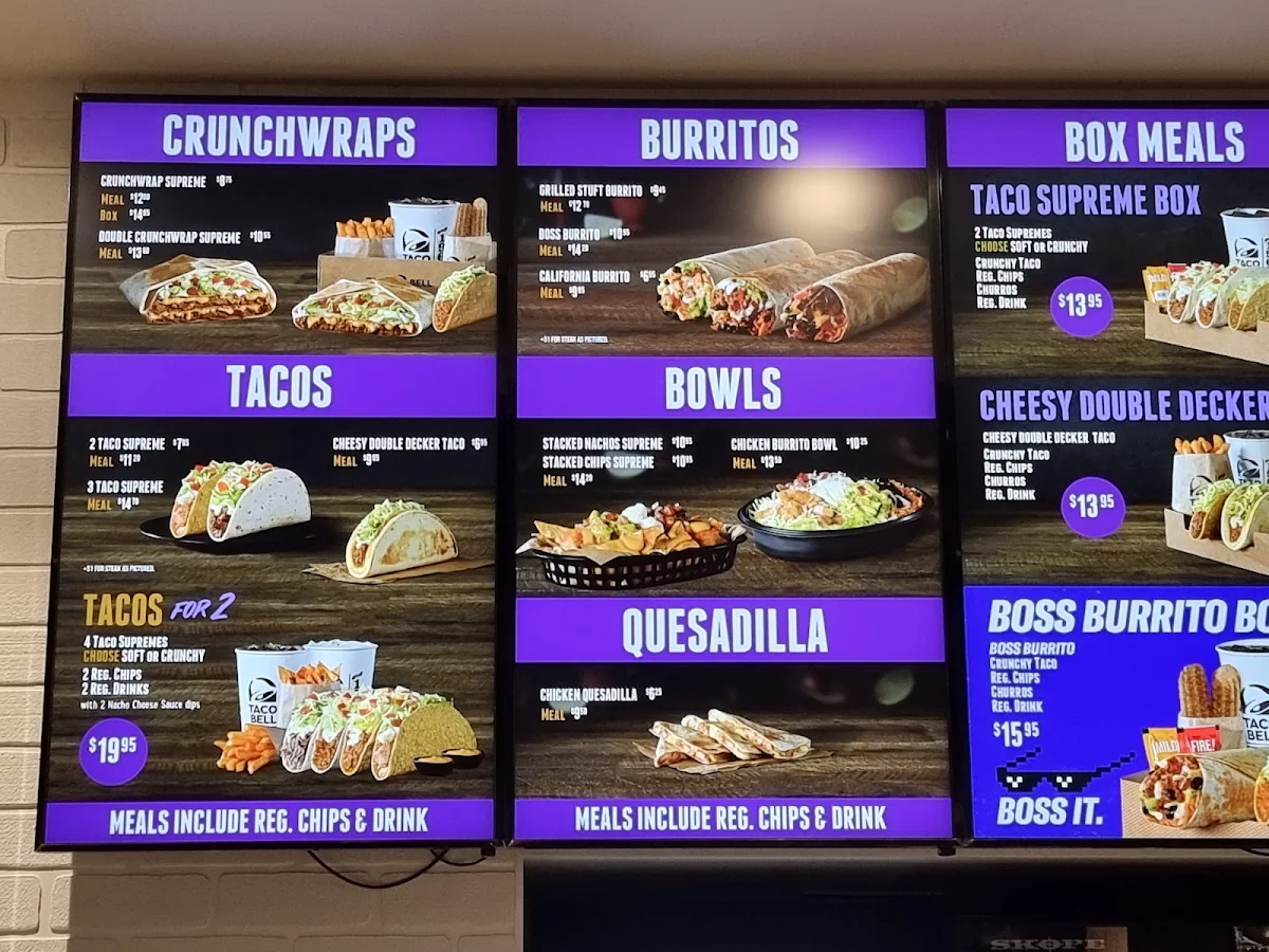 Menu, Taco Bell Blacktown Sports Park