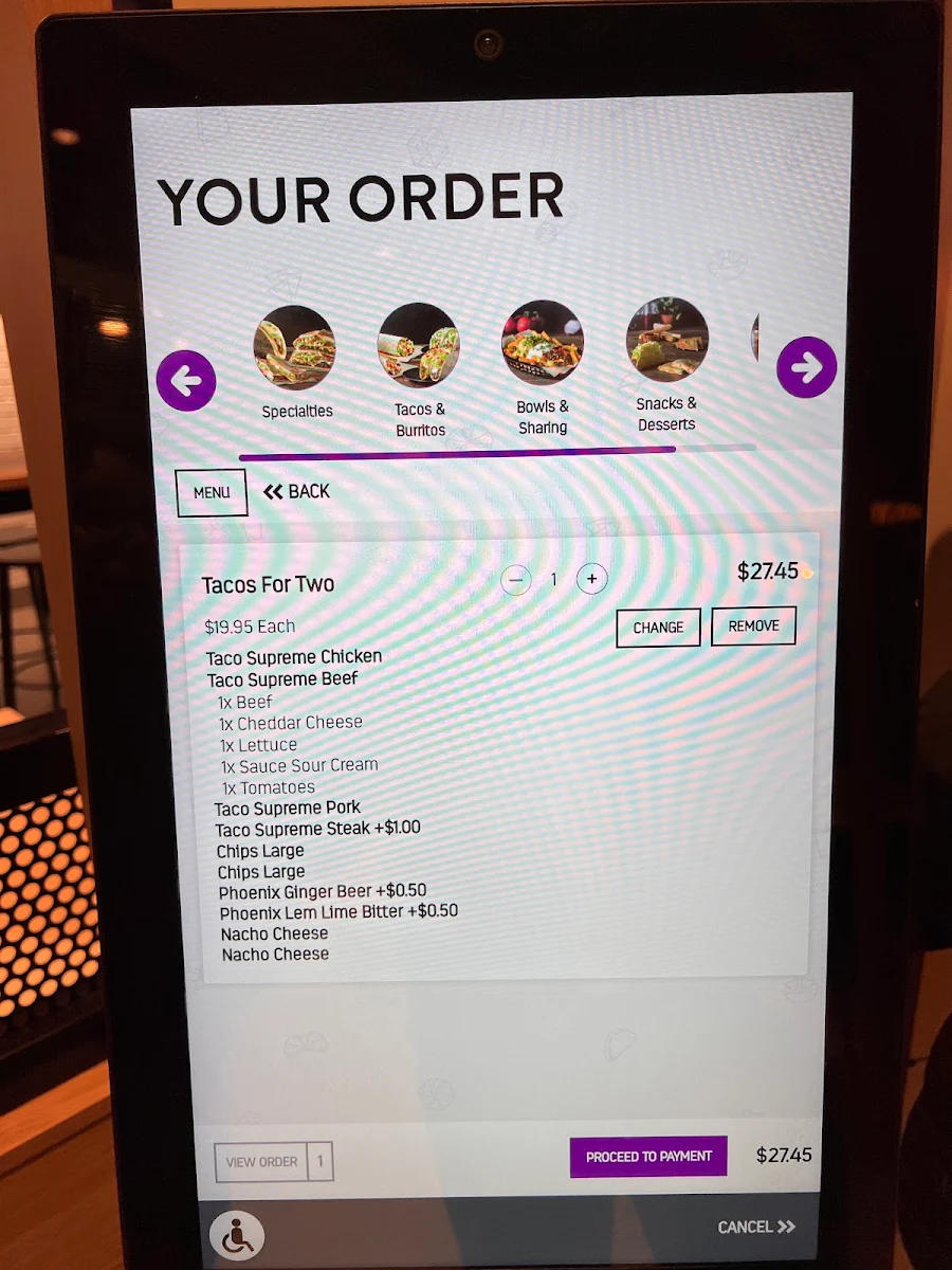 Menu, Taco Bell Blacktown Sports Park