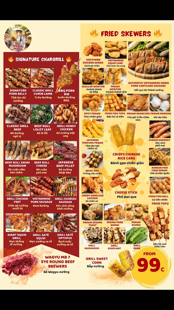 Menu, Skewers Heaven BBQ Restaurant Cabramatta
