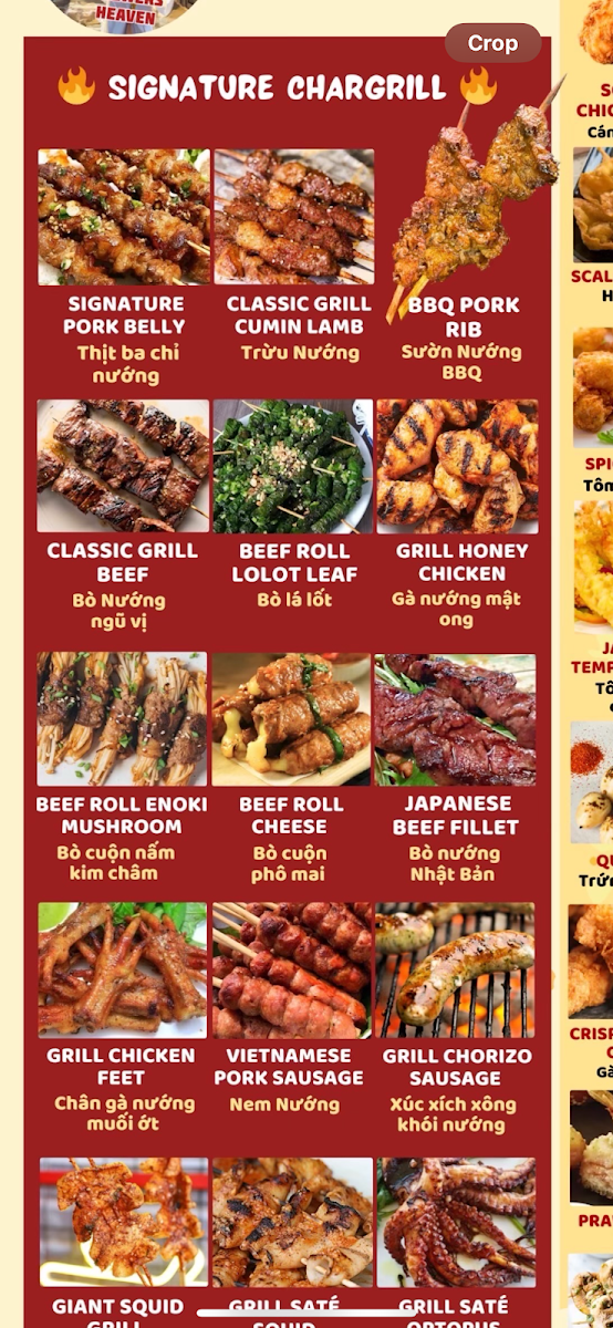 Menu, Skewers Heaven BBQ Restaurant Cabramatta