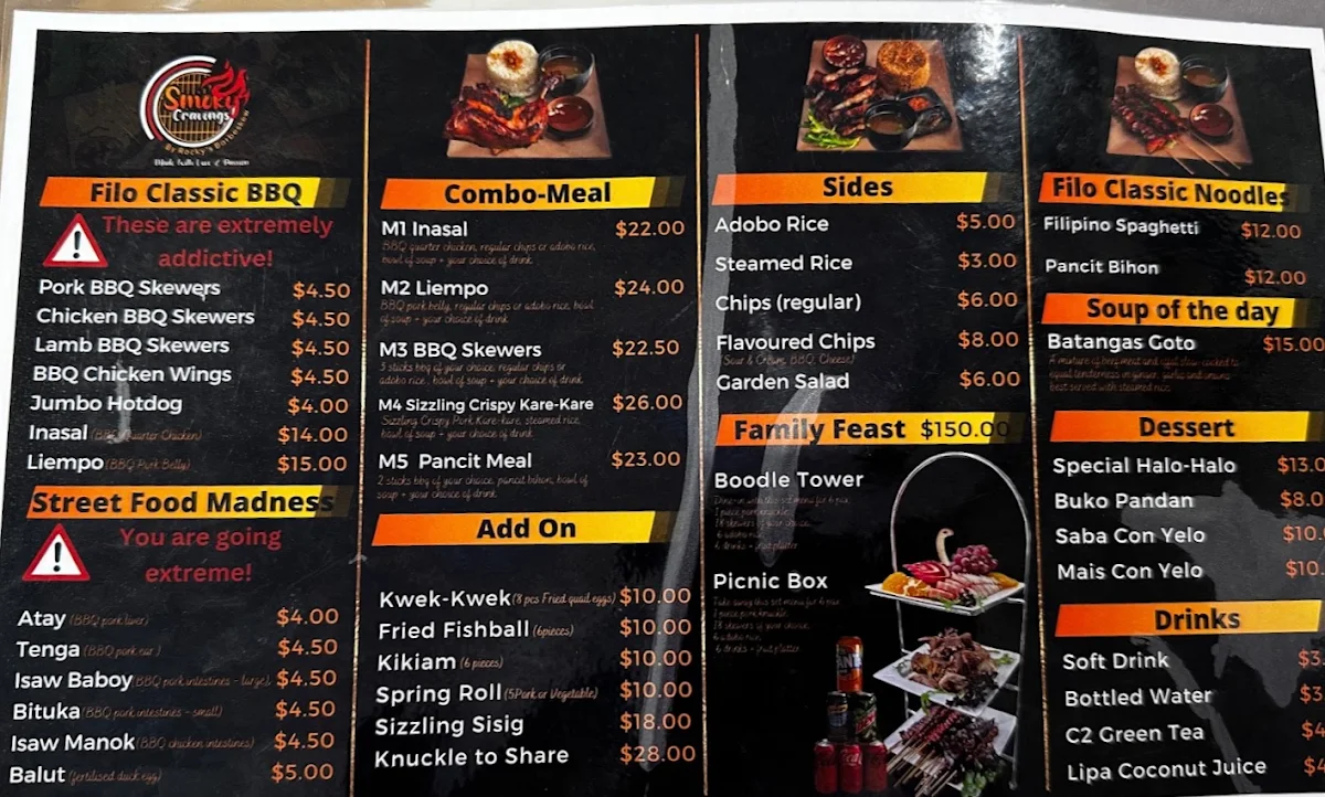 Menu, Smoky Cravings Campsie