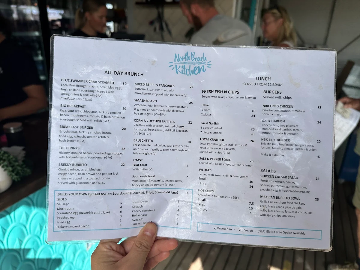 Menu, North Beach Kitchen