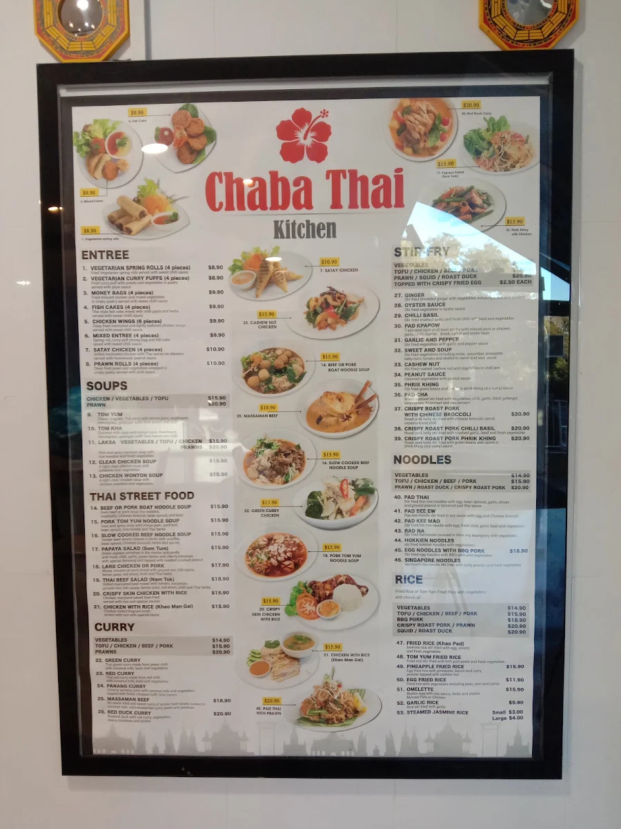 Menu, Chaba Thai Kitchen Dee Why