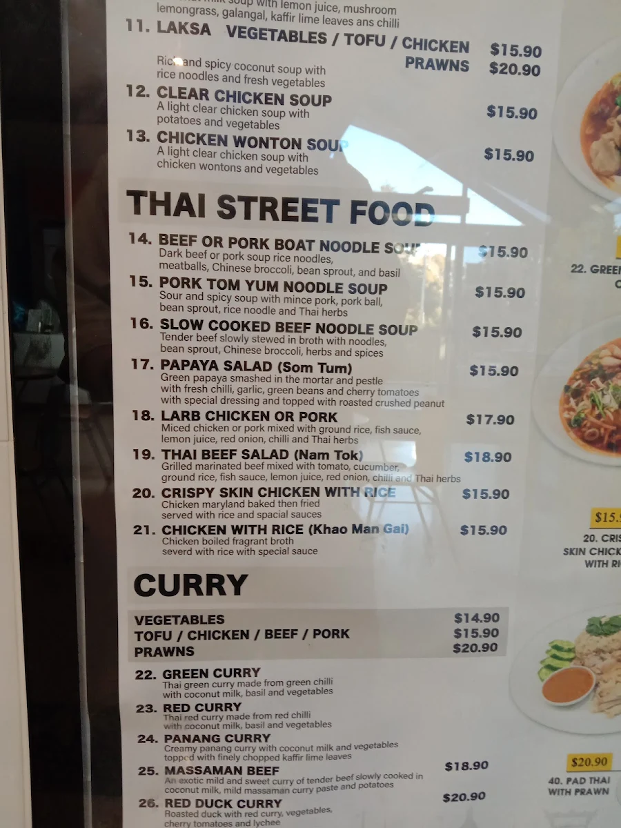 Menu, Chaba Thai Kitchen Dee Why
