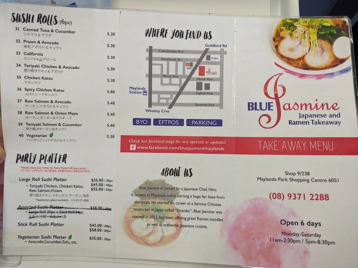 Menu, Blue Jasmine