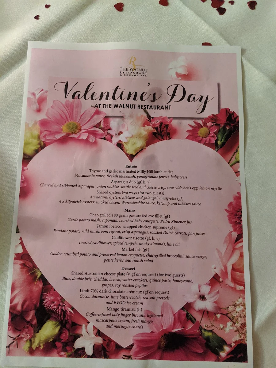 Menu, The Walnut Restaurant & Lounge Bar