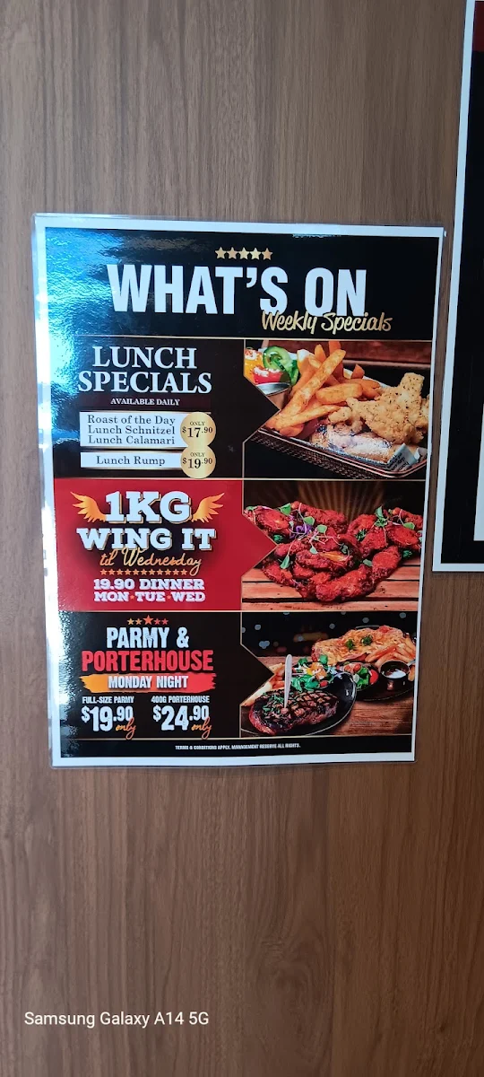 Menu, Bowen Hotel