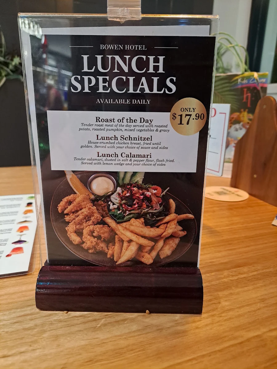 Menu, Bowen Hotel