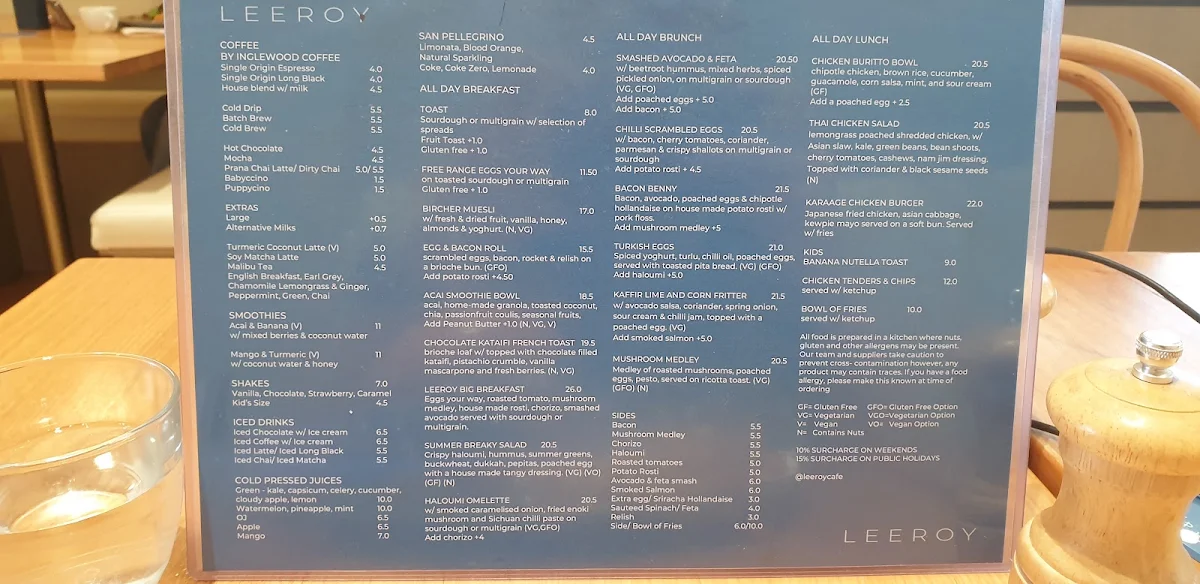Menu, Leeroy
