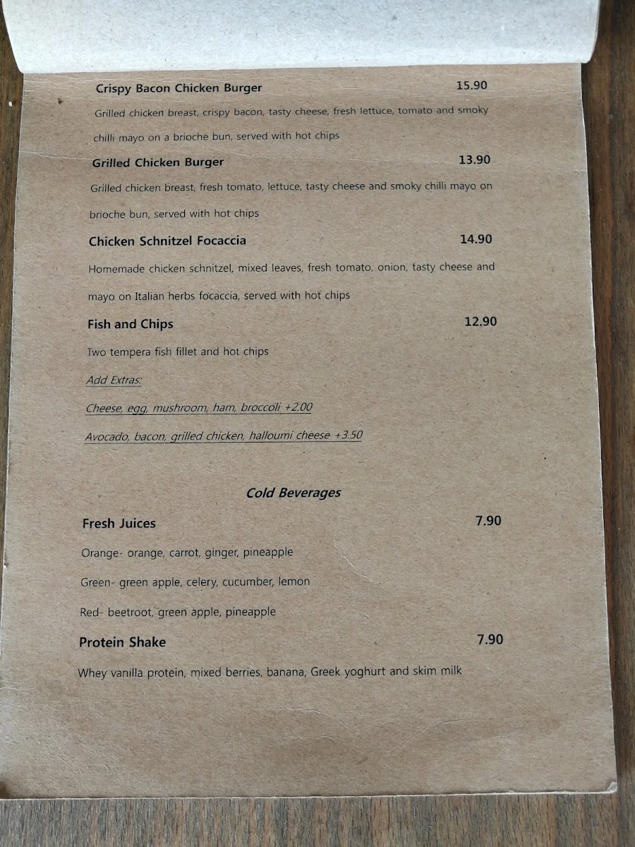 Menu, Cafe @ 49