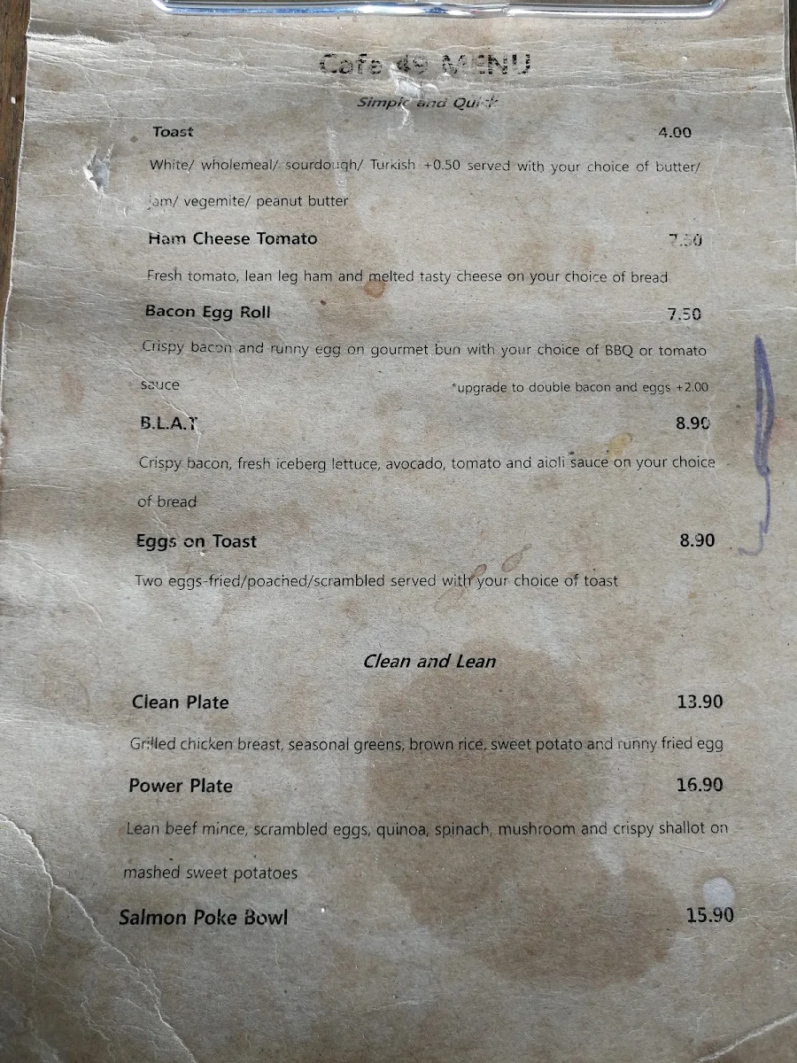 Menu, Cafe @ 49