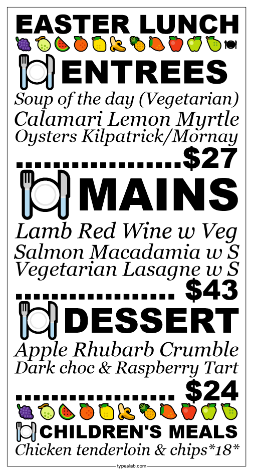 Menu, Heritage Wines of Stanthorpe Haute Restaurant