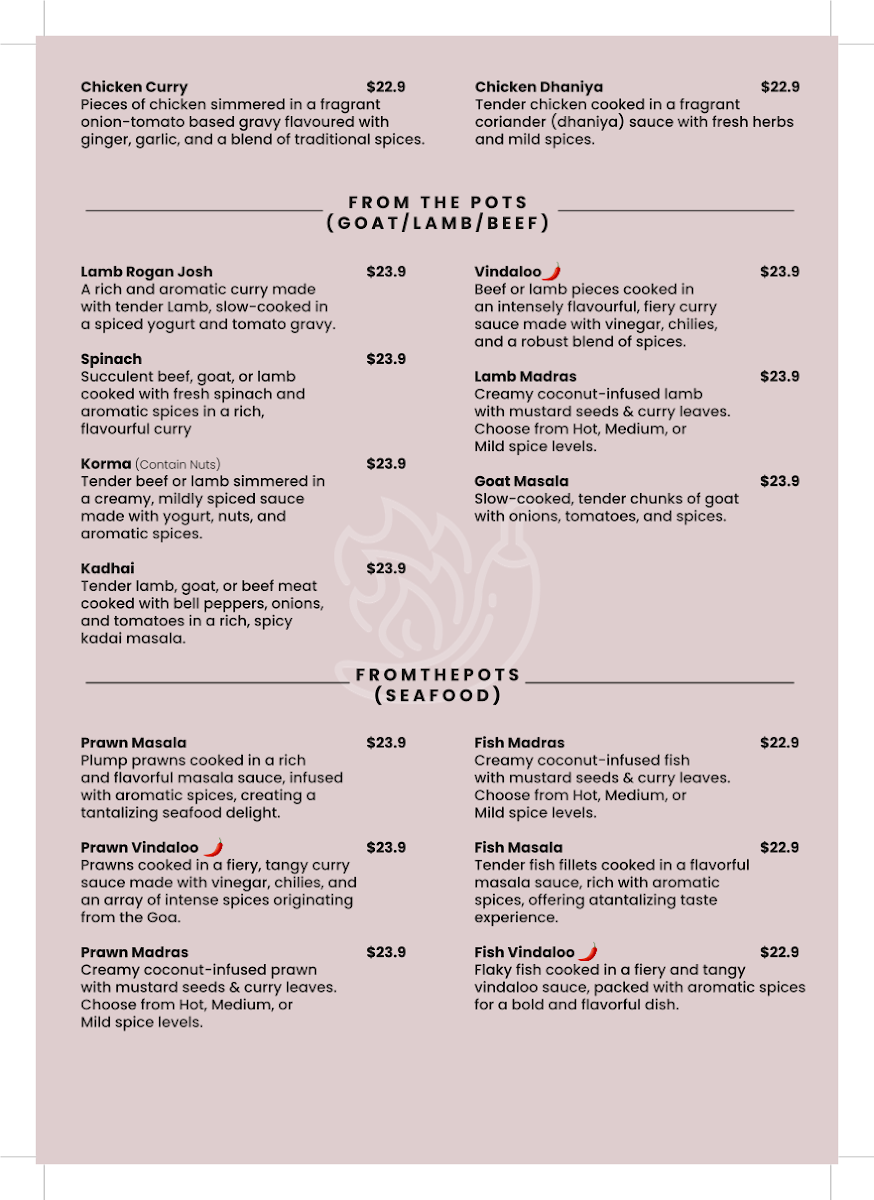 Menu, Dhaba 517- Port Melbourne