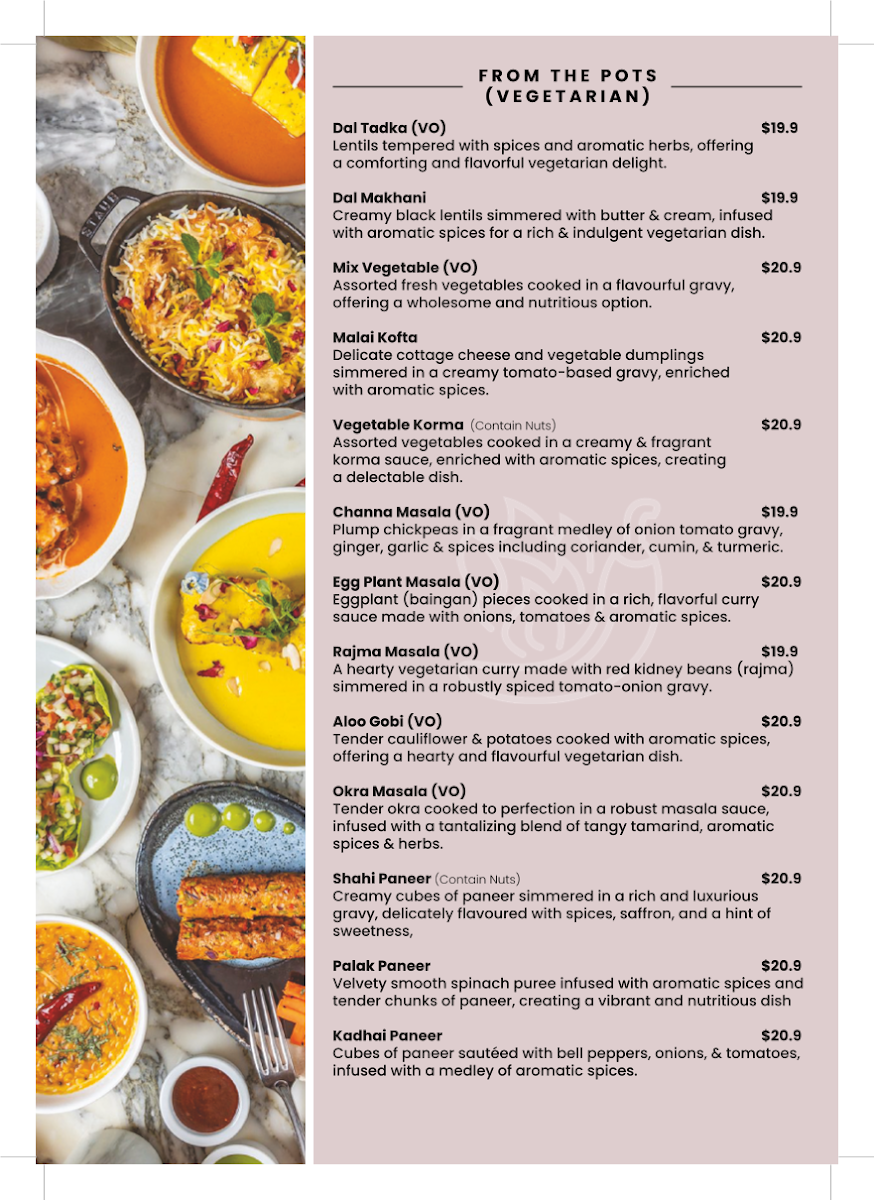 Menu, Dhaba 517- Port Melbourne