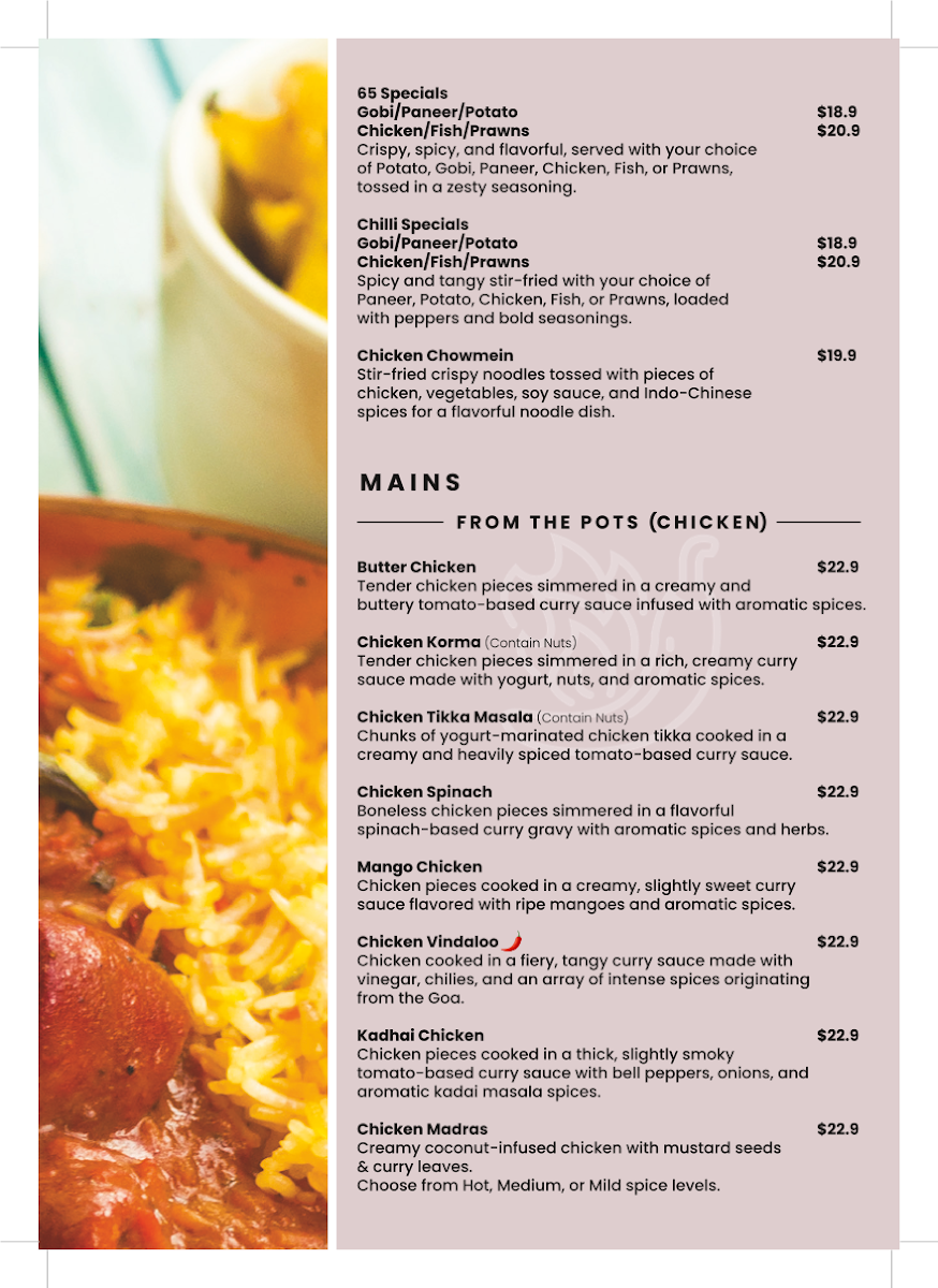 Menu, Dhaba 517- Port Melbourne