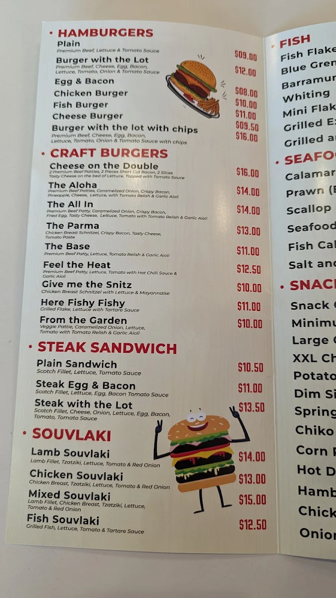 Menu, Sina’s Kitchen