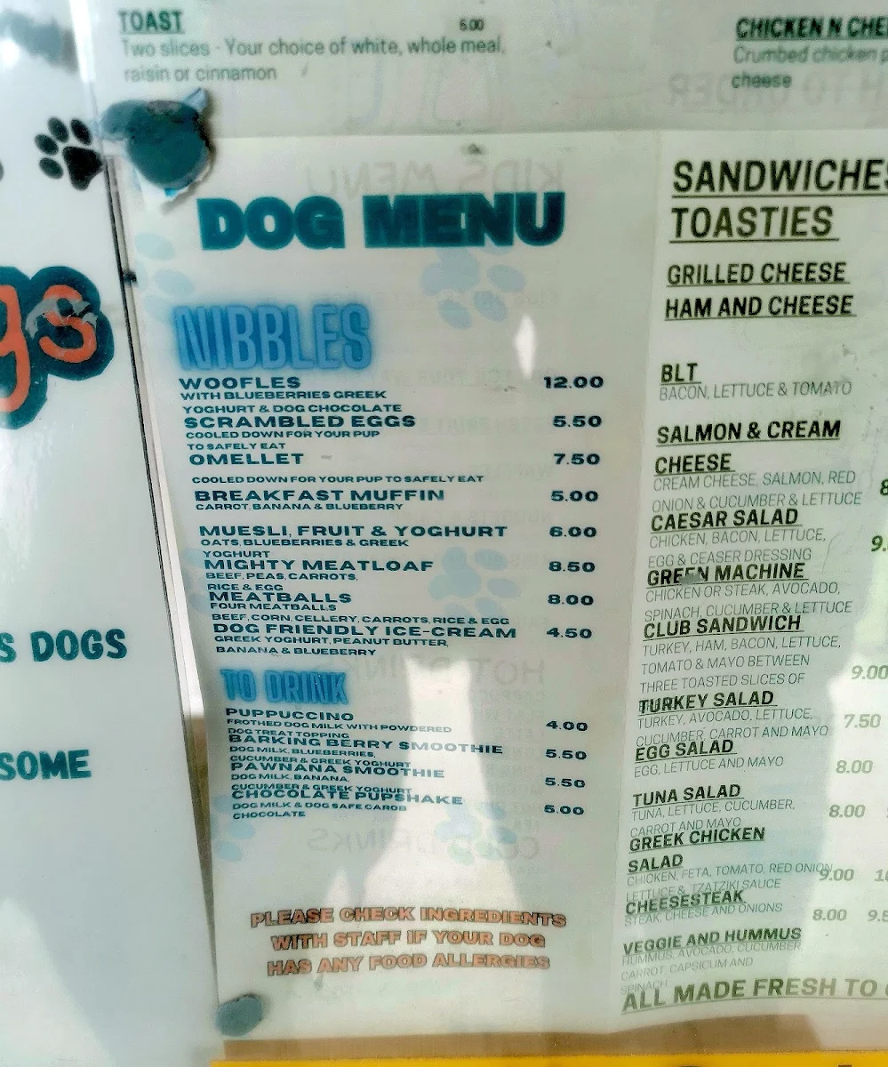 Menu, Sandy Pawz Dog Cafe