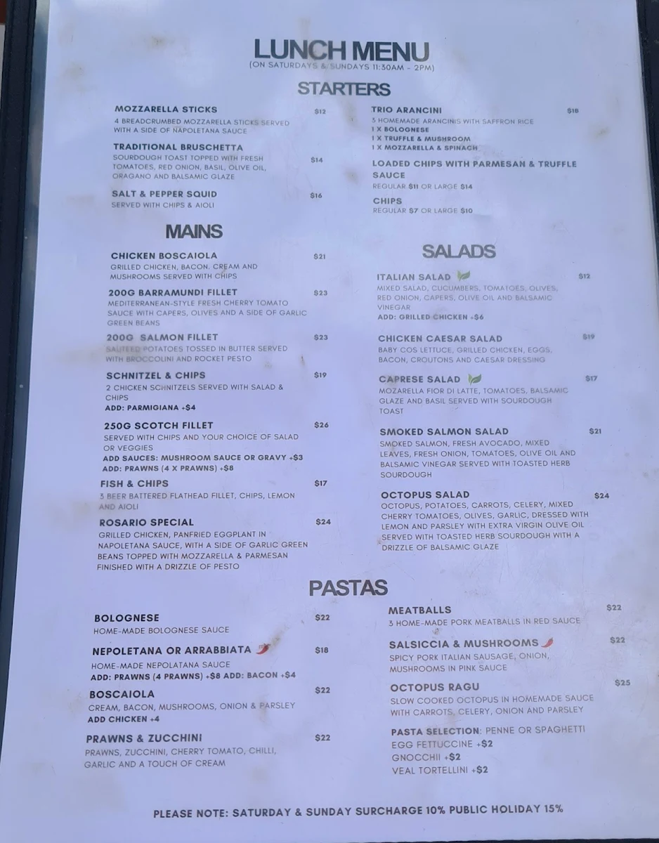 Menu, Dolce e Salato Italian Cafe & Restaurant