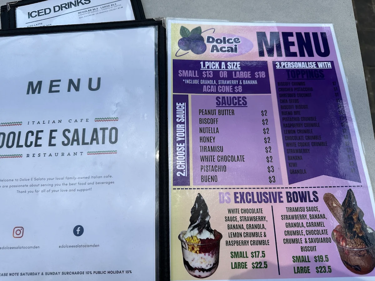 Menu, Dolce e Salato Italian Cafe & Restaurant