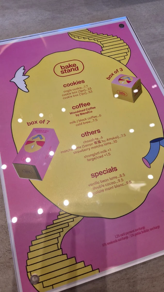 Menu, BakeStand Cookies - Hyde Melbourne Place