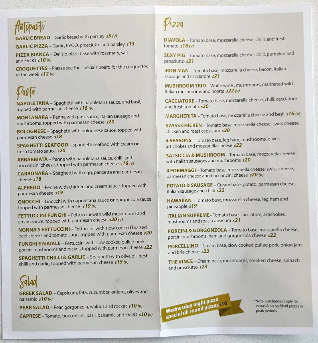 Menu, Delisio