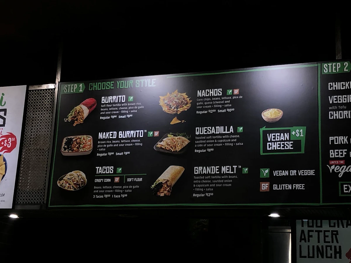 Menu, Mad Mex Maroubra