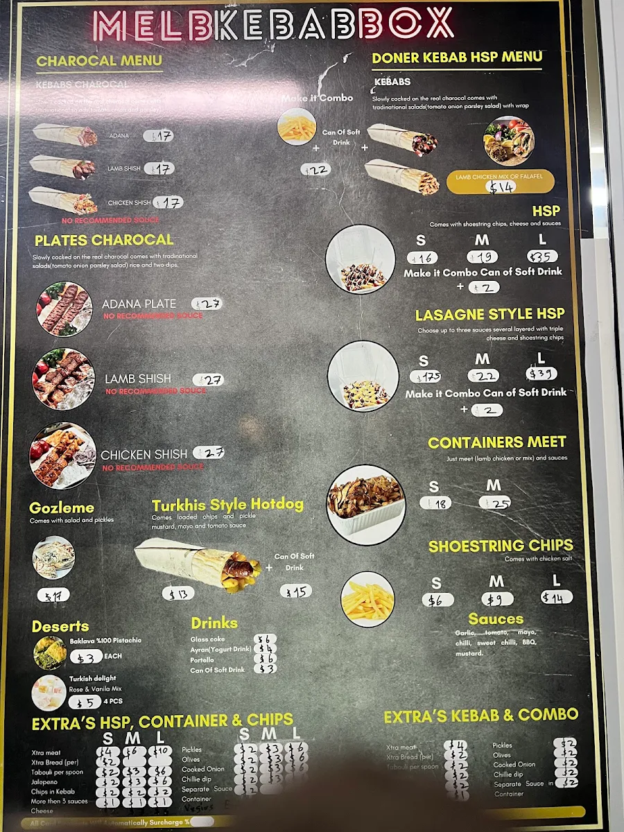 Menu, Melb Kebab Box