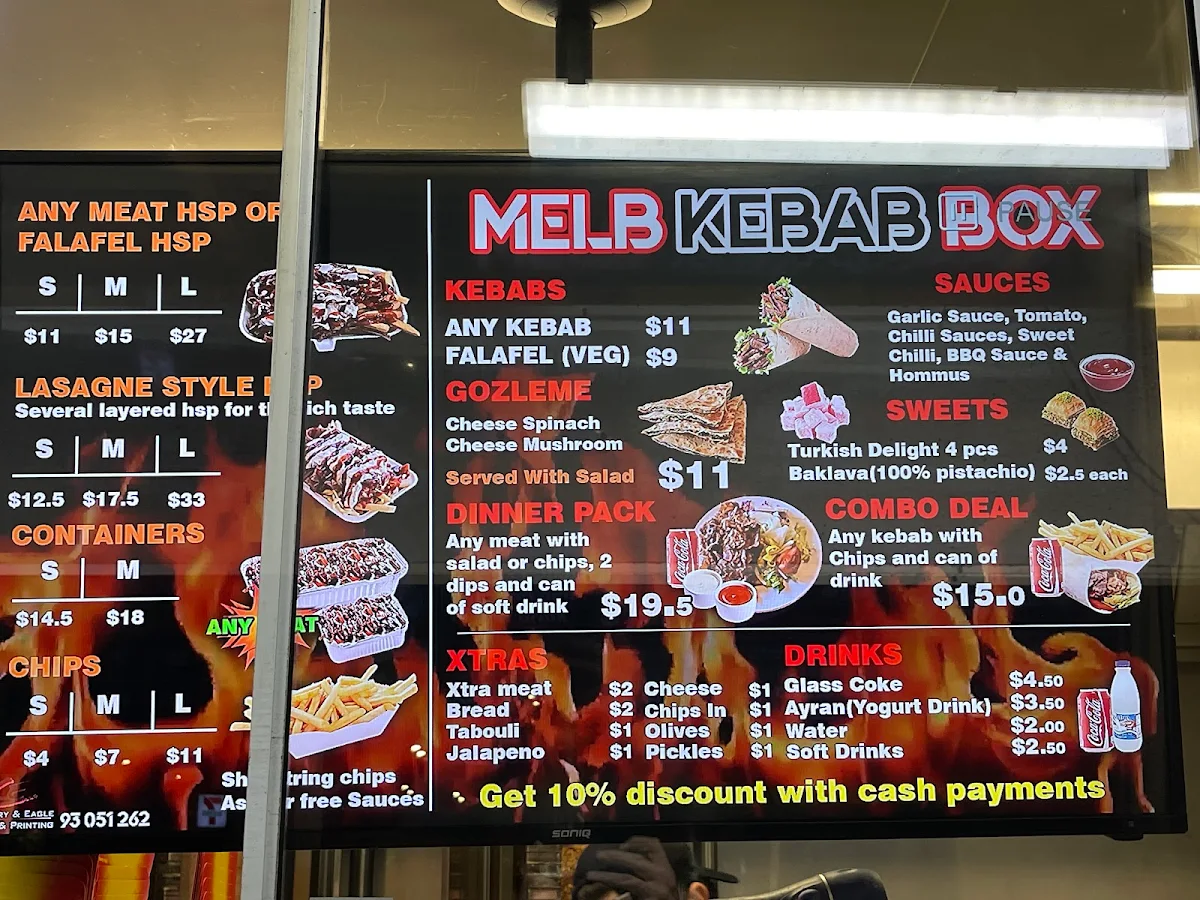 Menu, Melb Kebab Box