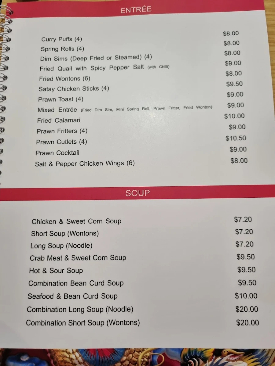 Menu, TREASURE HOUSE