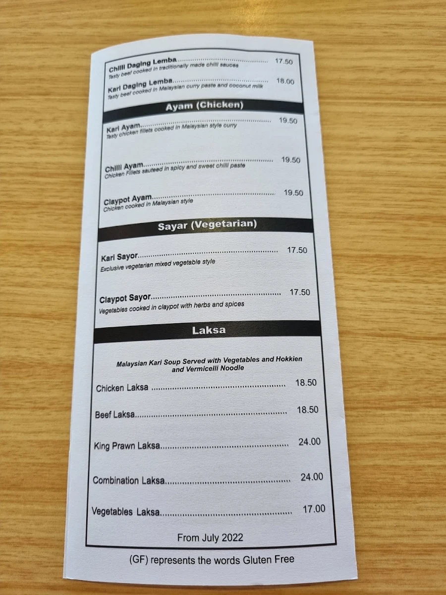 Menu, TREASURE HOUSE