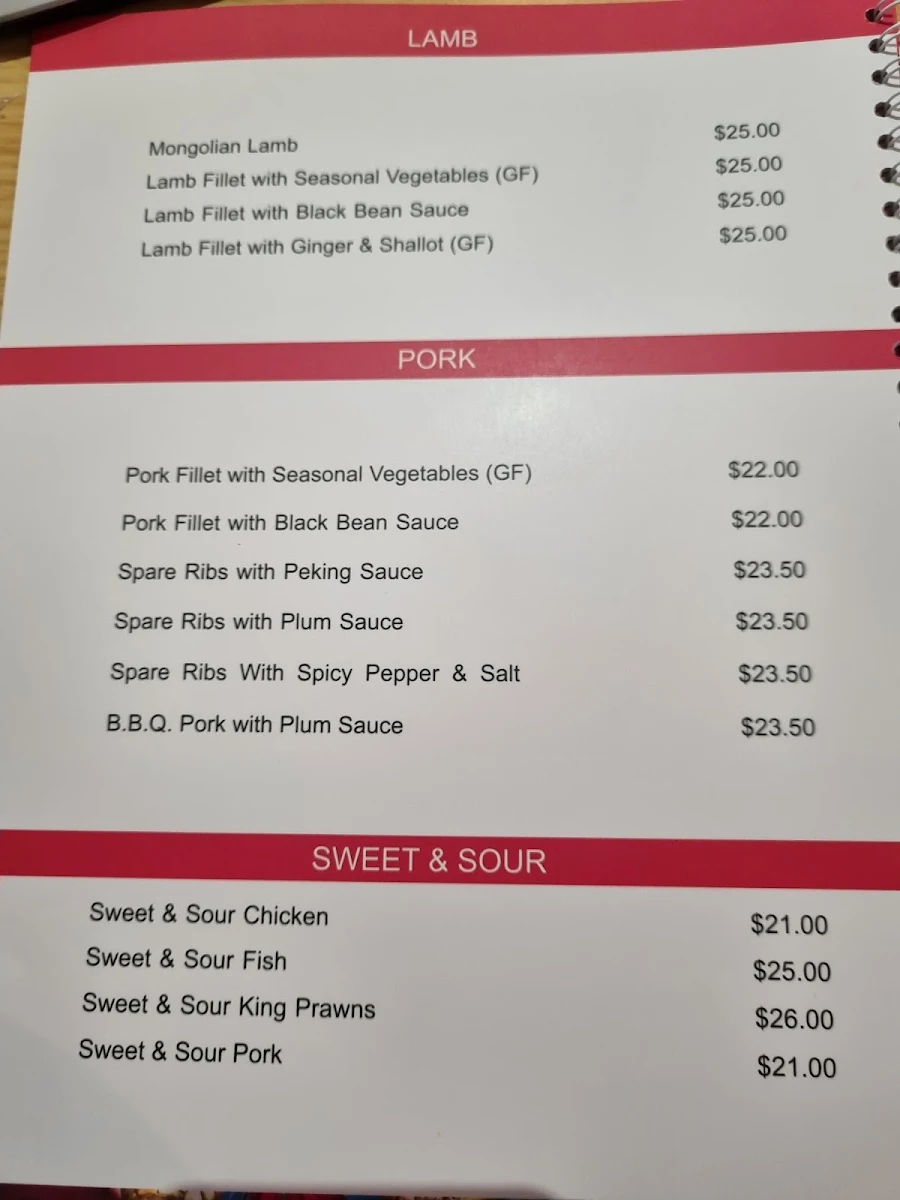 Menu, TREASURE HOUSE