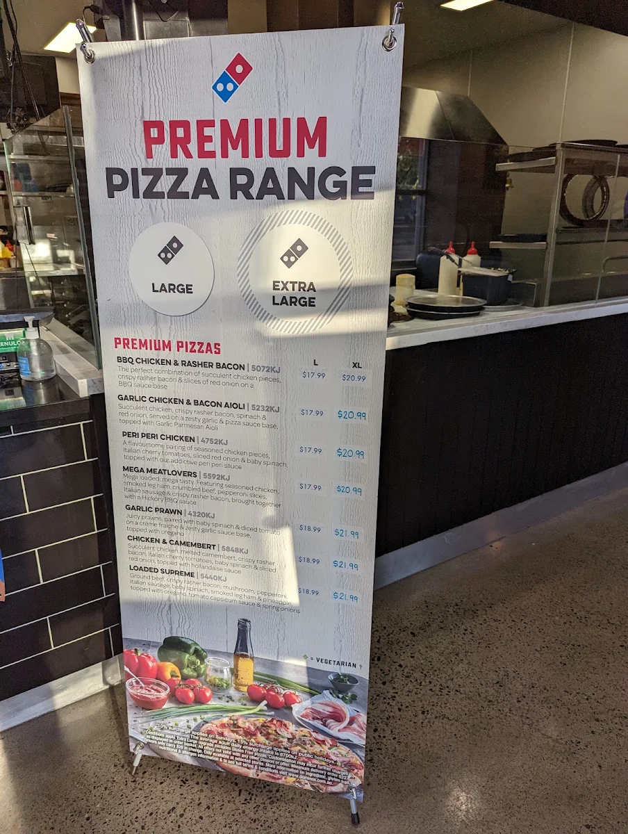 Menu, Domino's Pizza Kalamunda