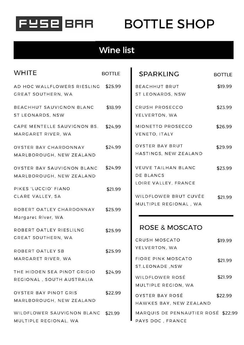 Menu, Fuse Bar