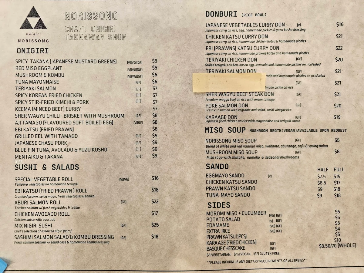Menu, Onigiri Norissong